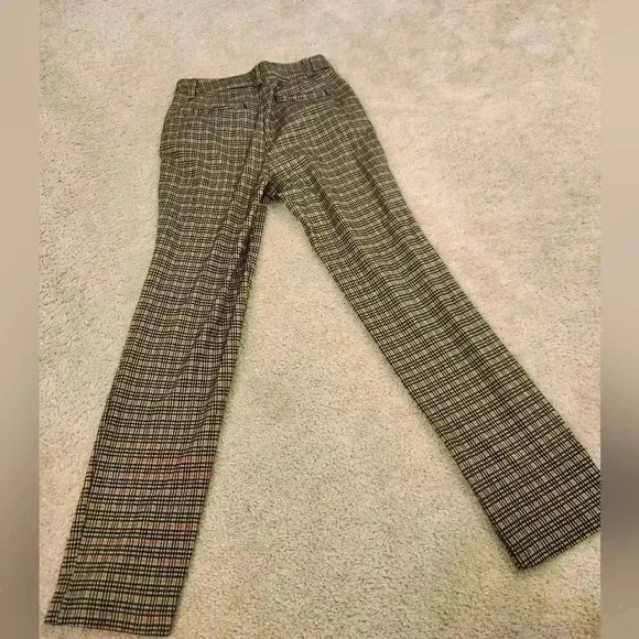 Yellow Plaid Pants Straight Leg Size 6 26" Waist Vtg #D103 - Picture 4 of 5